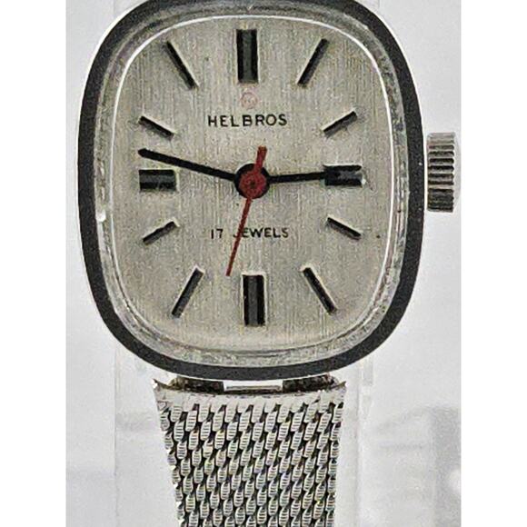 Ladies Helbros Vintage 17 Jewels Manual Wind Mesh Battery Runs Well Nice main image 7